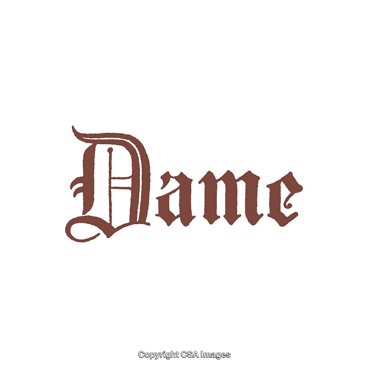Elegant Gothic Typography Artwork Displaying the Word 'Dame' in Vintage Style