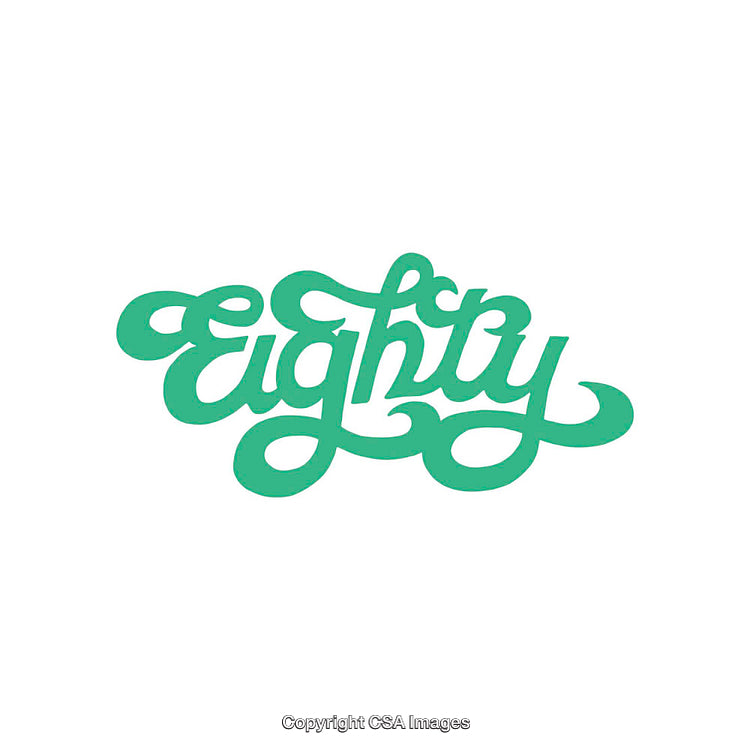 Elegant Green Calligraphy Font With the Word 'Eighty' Displayed