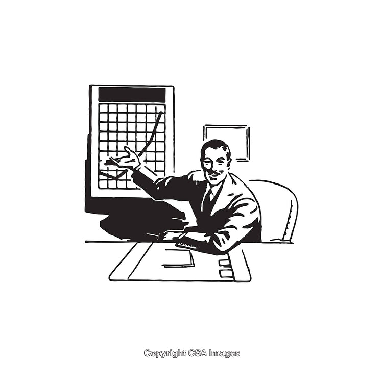 Businessman Presenting Data on Graph and Chart in an Office Setting