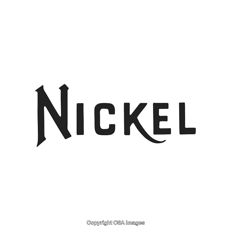 Stylized Black Text of the Word 'Nickel' with Unique Font on White Background