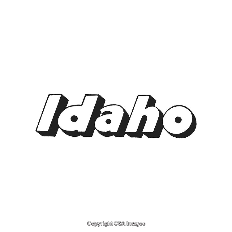 Stylized Idaho Text Design in Bold Black and White Typography