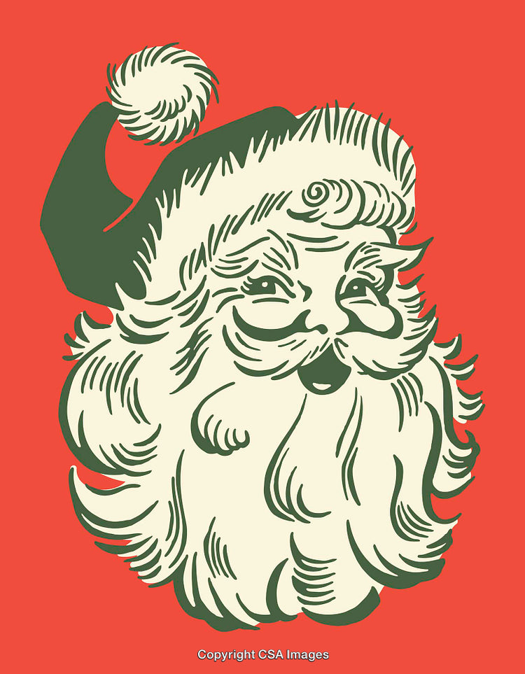 Vintage Santa Claus Illustration on Red Background for Festive Design