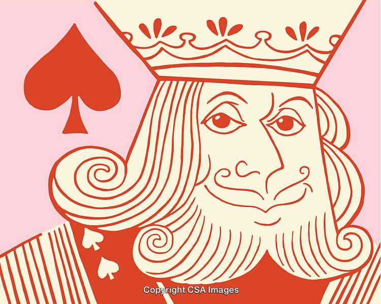 Colorful Line Art Illustration of a Card Playing King Icon