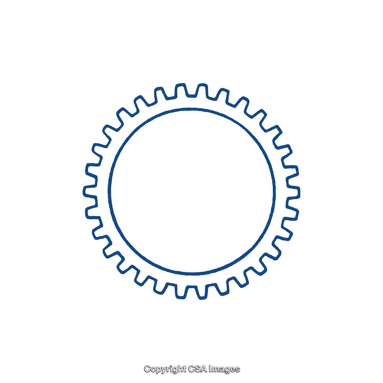 Mechanical Gear Outline in Minimalistic Line Art Style