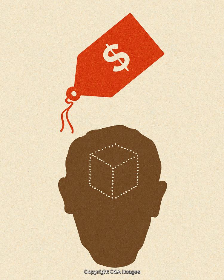 Silhouette With Cube Outline and Dollar Tag Conceptual Illustration