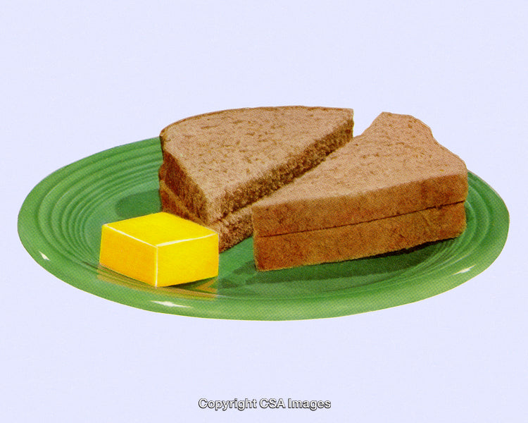 Stylized Sandwich with Butter Cube on Vibrant Green Plate