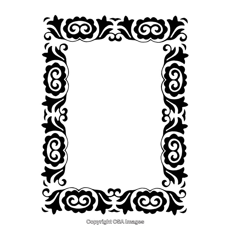 Elegant Black and White Decorative Border With Floral Patterns
