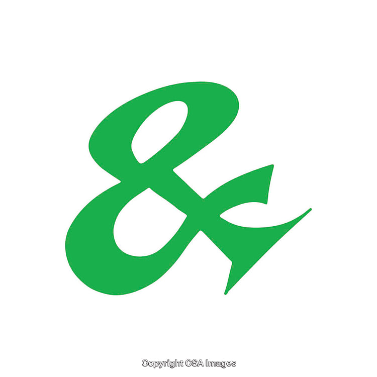 Green Ampersand Symbol Isolated on White Background for Typographic Themes