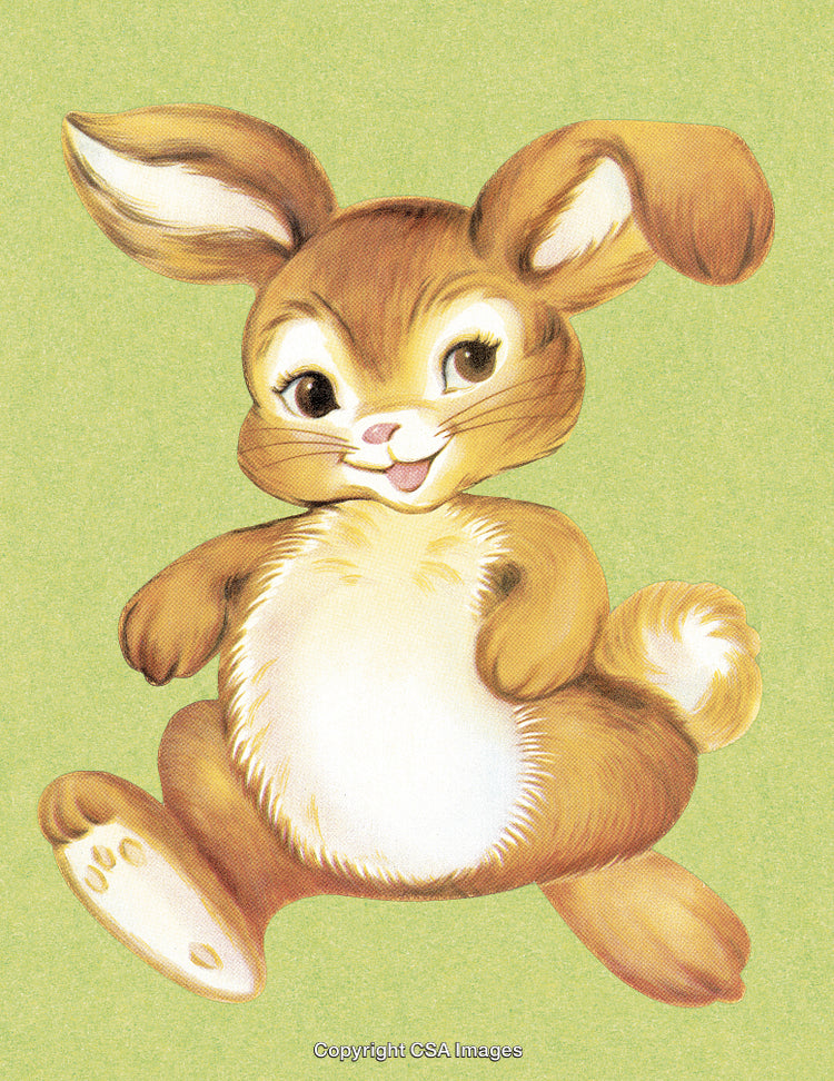Adorable Cartoon Bunny Illustration With Green Background
