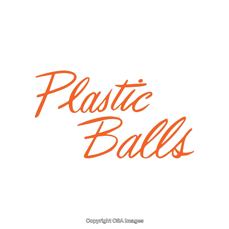 Bold Minimalistic Typography with "Plastic Balls" in Orange on White