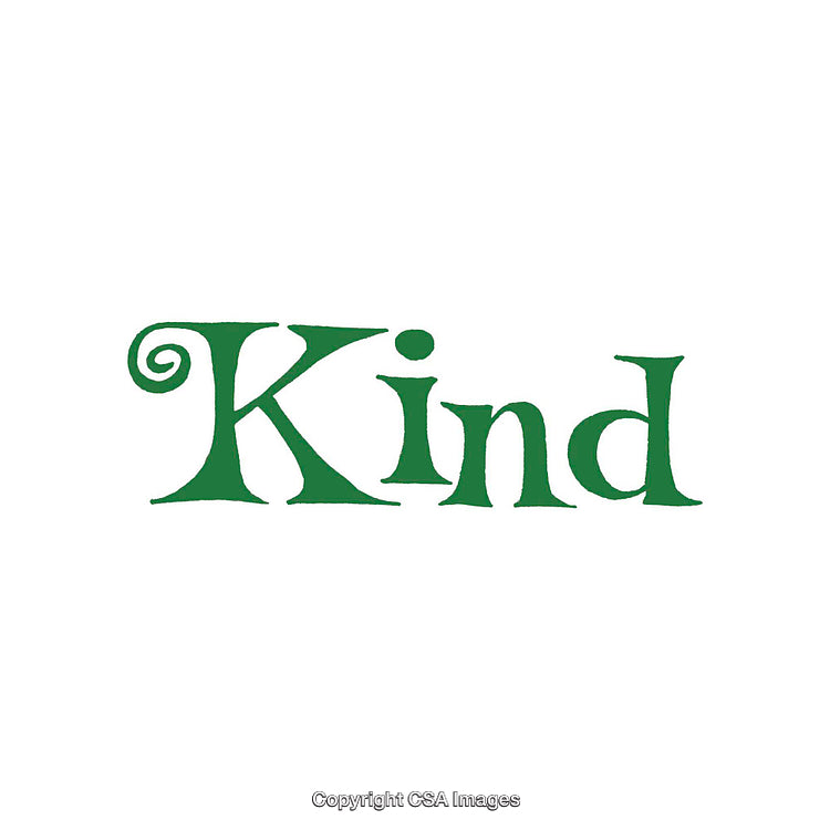 Green Typographic Design of the Word 'Kind' on White Background