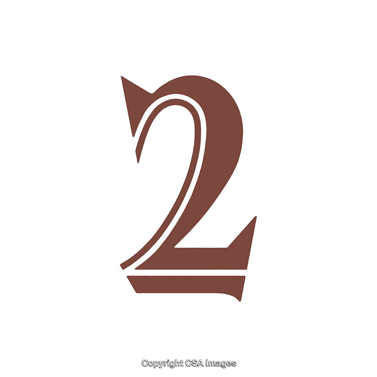 Stylized Number Two with Elegant Typography Design on White Background