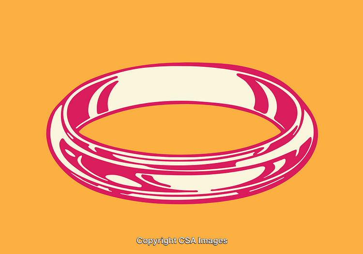 Colorful Line Art Illustration of a Simple Ring on Orange Background