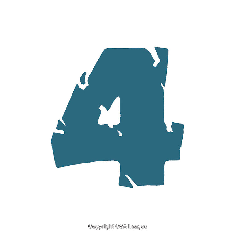 Distressed Teal Number Four Design on a White Background