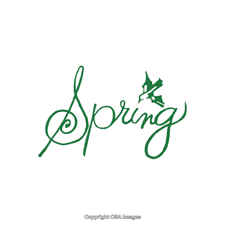 Elegant Green Script 'Spring' Text with Holly Ornament