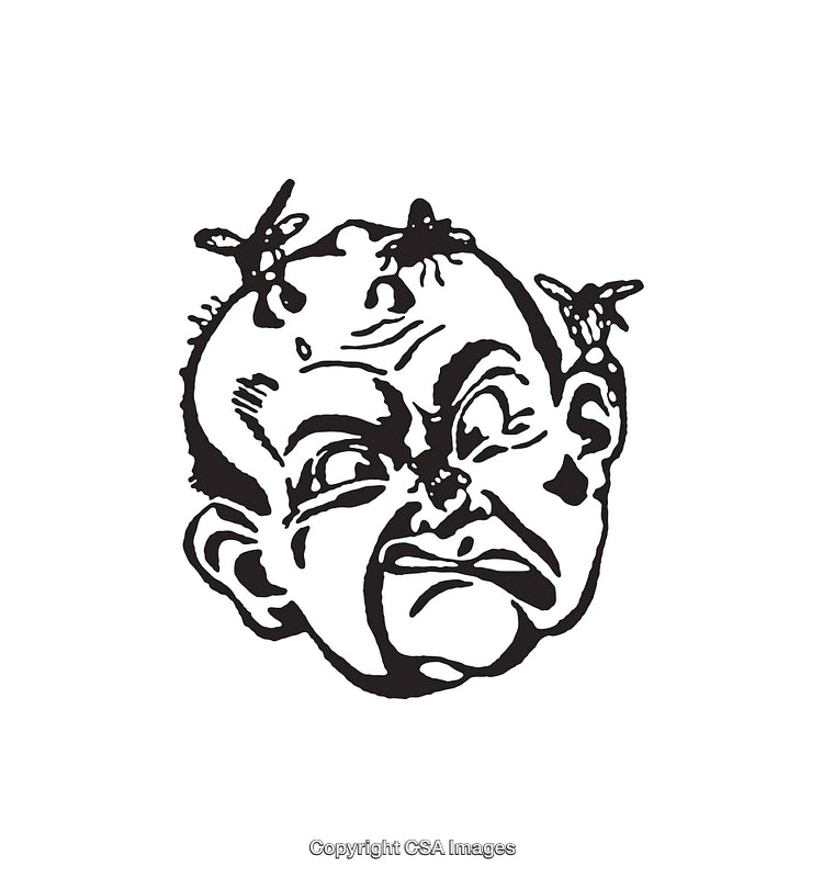 Vintage Line Art Sketch of a Characterful Facial Expression Illustration