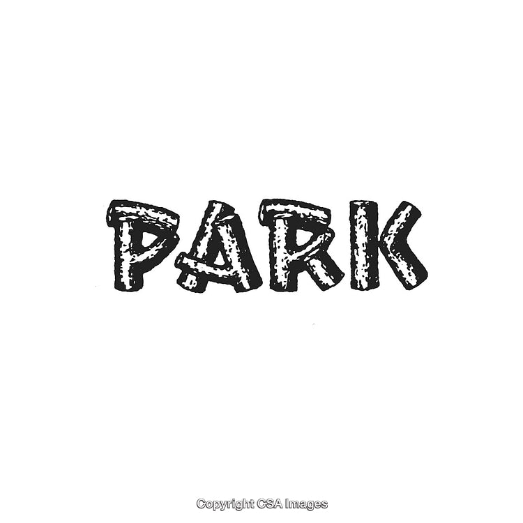 Grunge Styled Bold Typography Depicting the Word 'PARK' in Black Letters