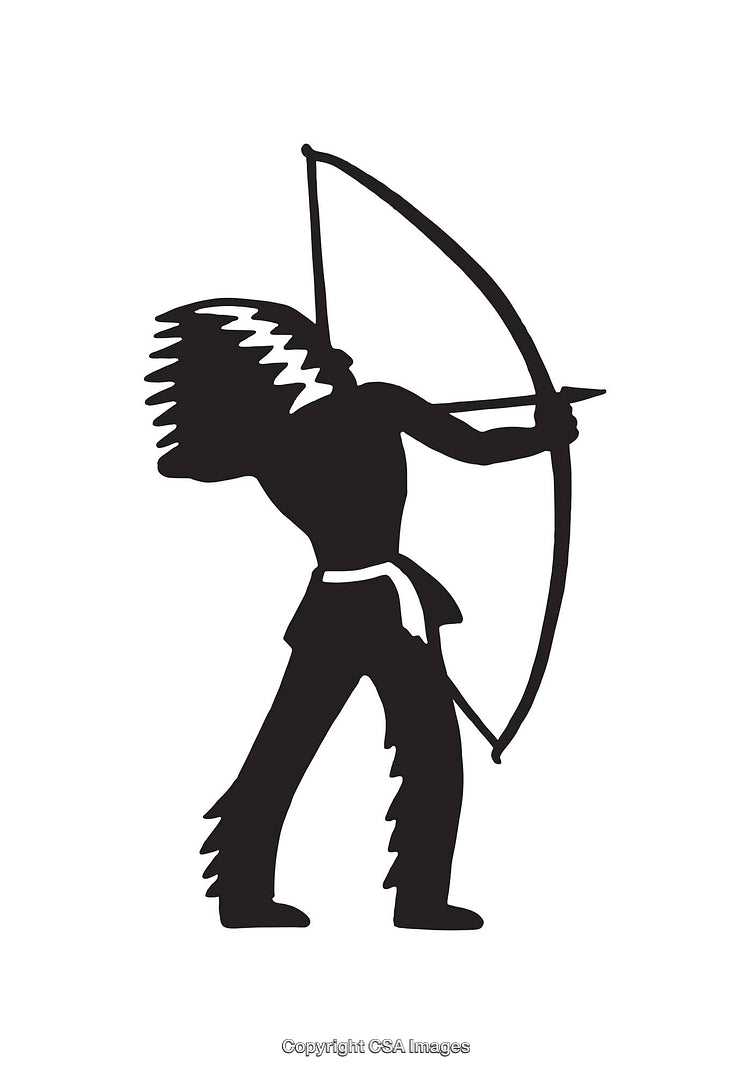 Silhouette Illustration of a Bowman Drawing an Arrow in Dynamic Pose