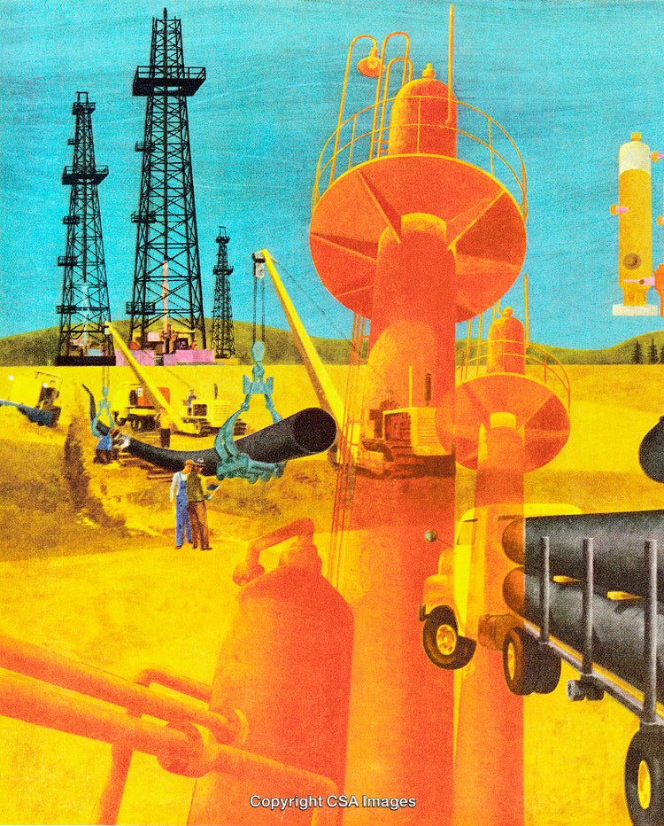 Illustration of Oil and Gas Industry Equipment and Infrastructure