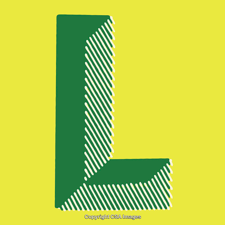 Stylized Green Letter L Design on Yellow Background