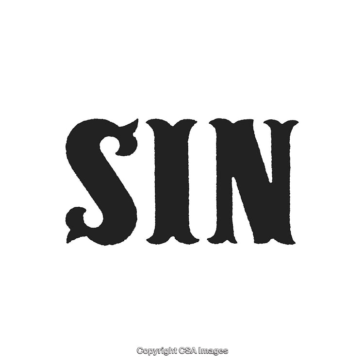 Artistic Display Featuring the Word 'Sin' in Bold Black Typography