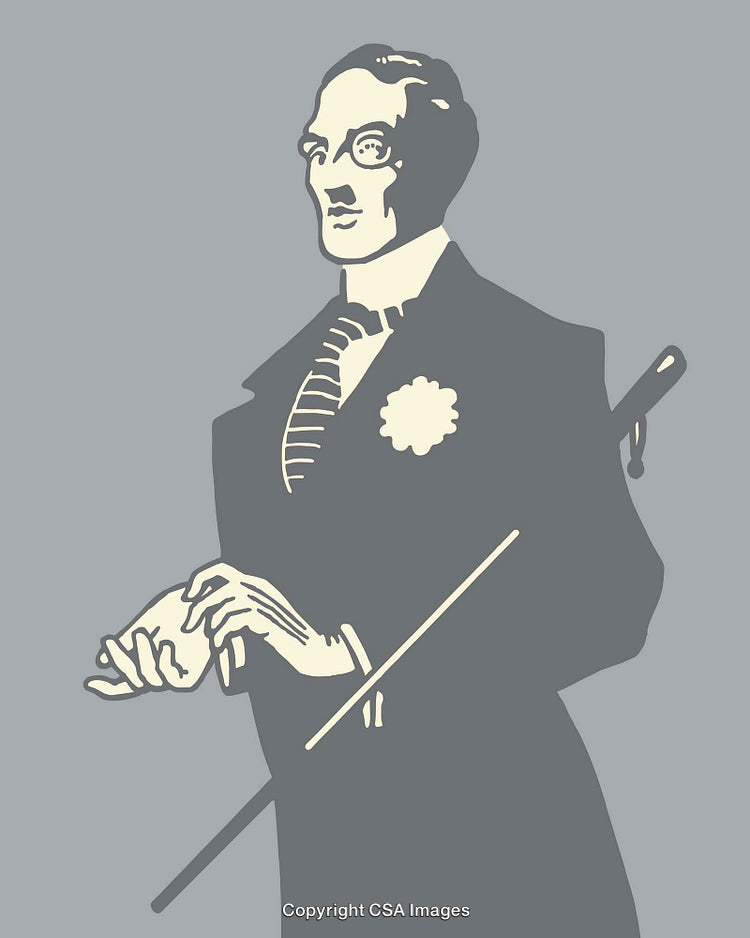 Elegant Gentleman Line Art Illustration with Monochromatic Color Scheme