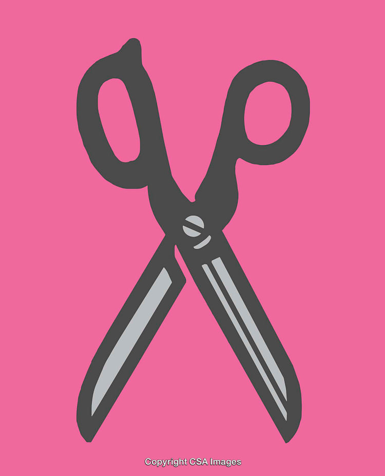 Stylized Illustration of Scissors on Vibrant Pink Background