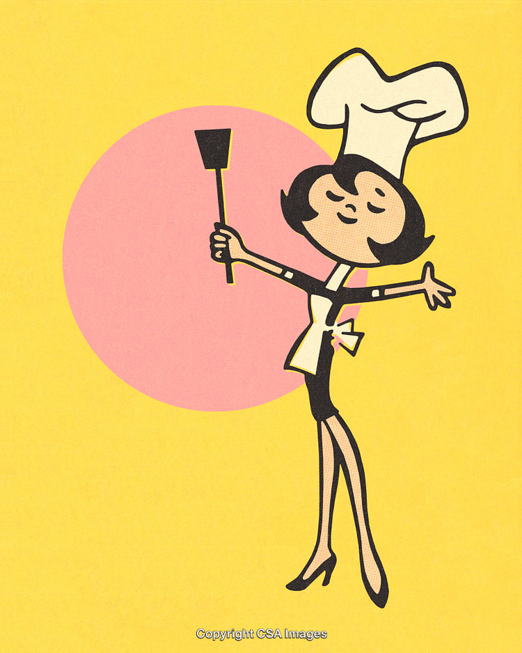 Retro Cartoon Chef Holding A Spatula With Joyful Expression