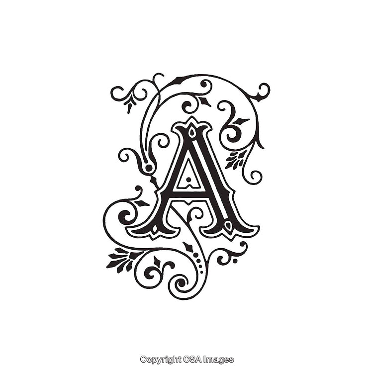 Ornate Decorative Capital Letter A with Flourishes