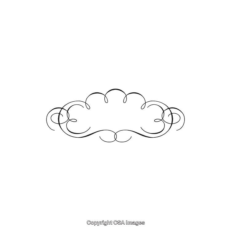 Elegant Decorative Swirl Ornament in Black and White Minimalist Style