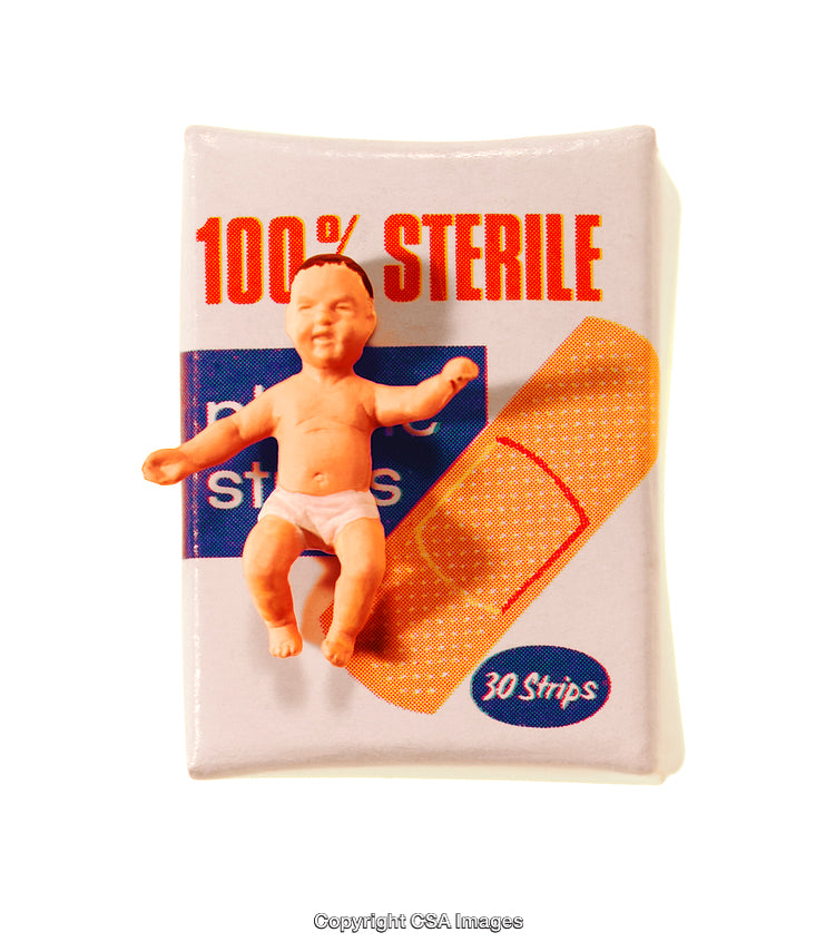 Plastic Toy Figure on Bandage Package with 100% Sterile Label