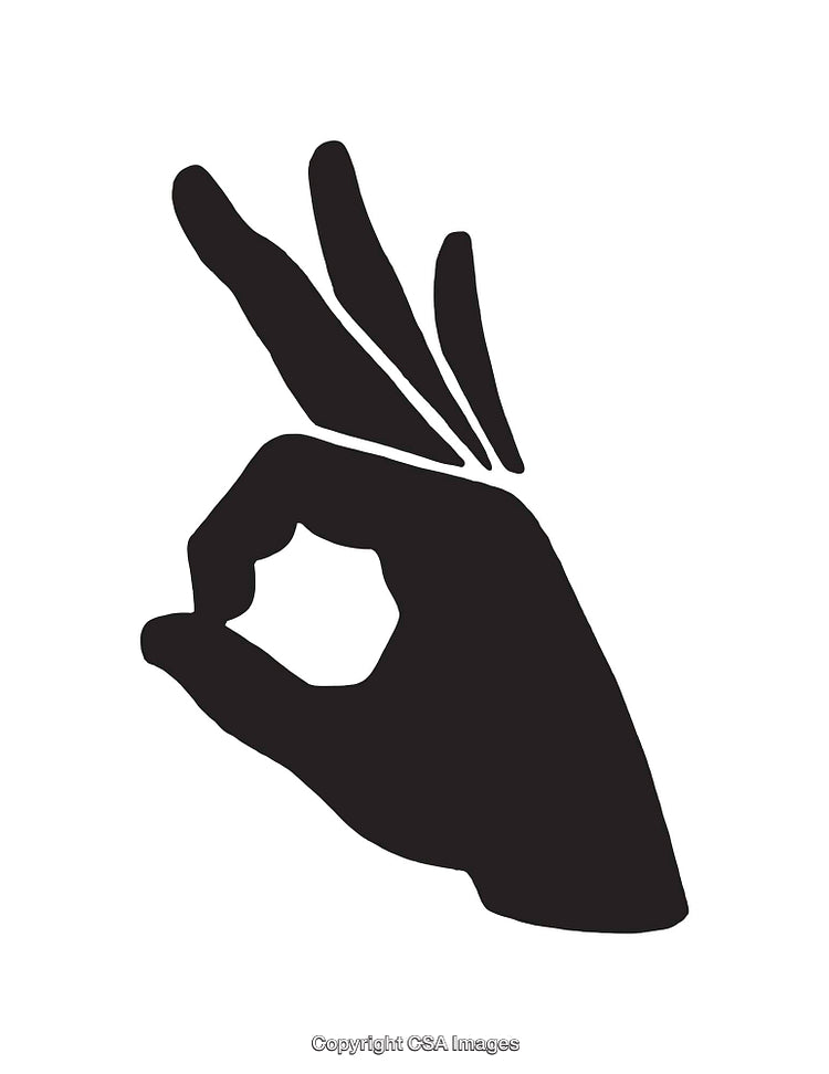 Black Silhouette of a Hand Making an OK Gesture with Fingers Extended