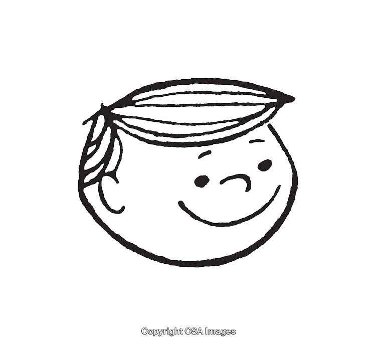 Black and White Smiling Cartoon Boy Line Art Drawing
