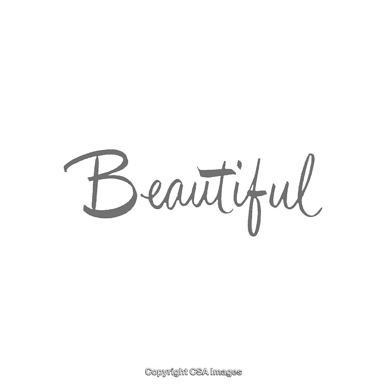 Elegant Calligraphic Script of the Word Beautiful on White Background