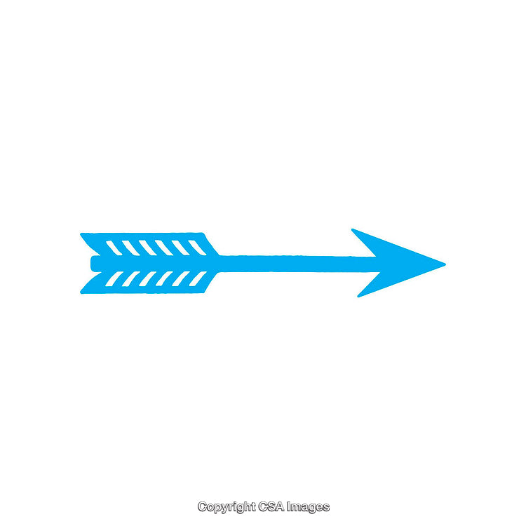 Blue Directional Arrow Silhouette on a Plain White Background