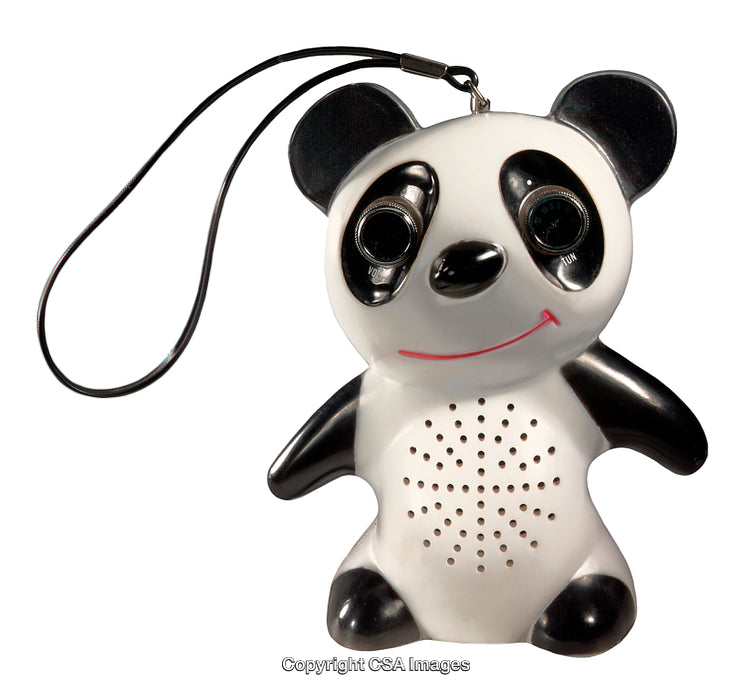 Cute Panda-Shaped Plastic Speaker Toy with Keychain