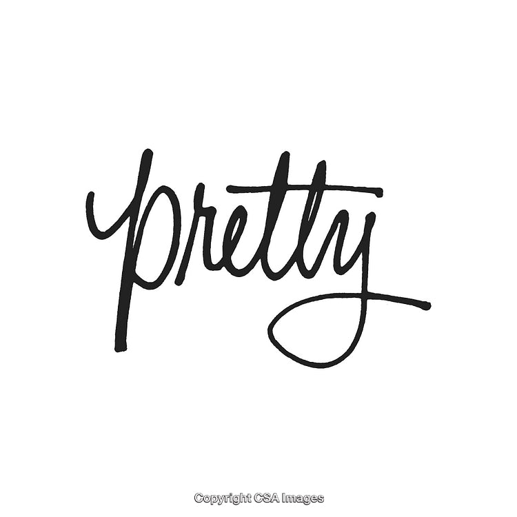Elegant Black Handwritten Script Featuring the Word 'Pretty' on White Background