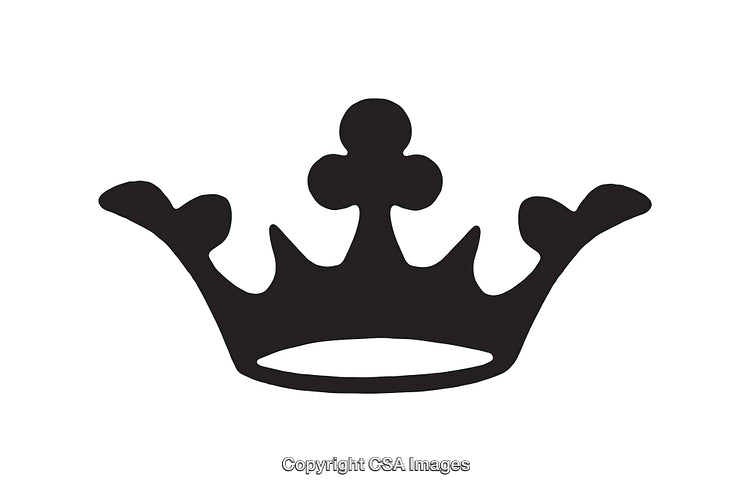 Elegant Black Silhouette Crown Icon on White Background