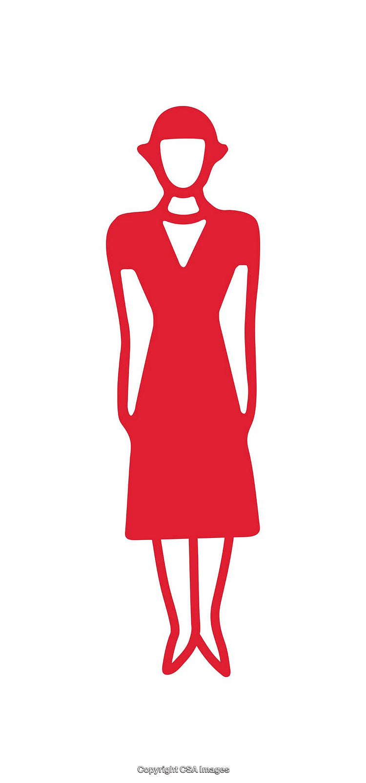 Red Icon of a Woman Standing on White Background
