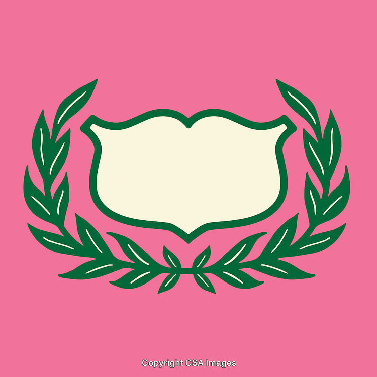 Wreath Frame Design with Pink Background and Green Laurel Decoration