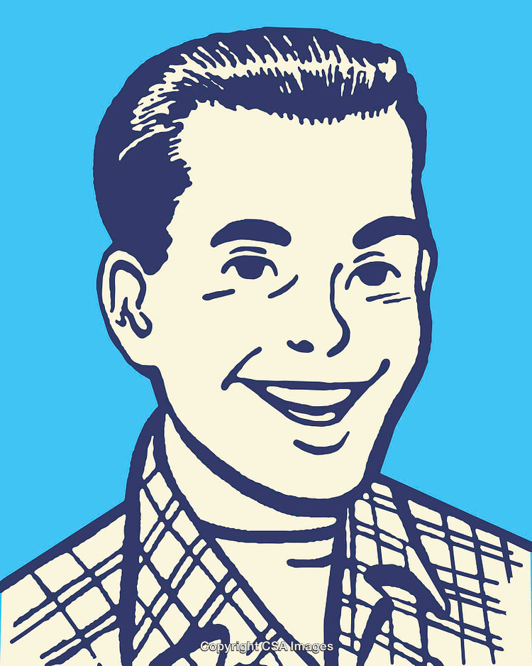 Vintage Style Retro Illustration of a Smiling Cartoon Character