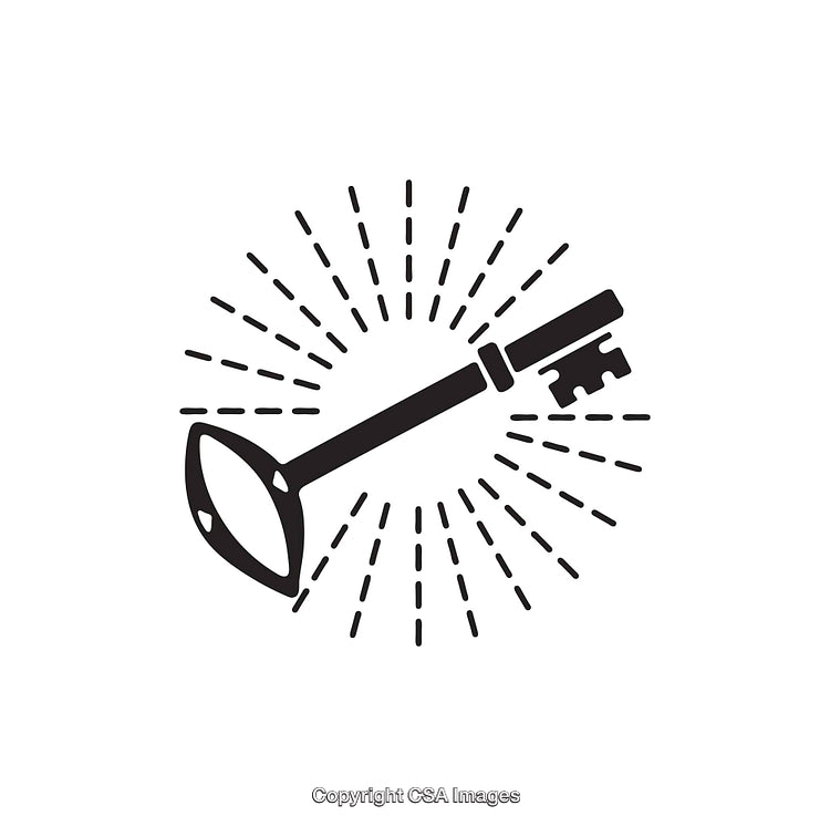 Creative Black And White Key Icon With Radiating Lines For Inspiration