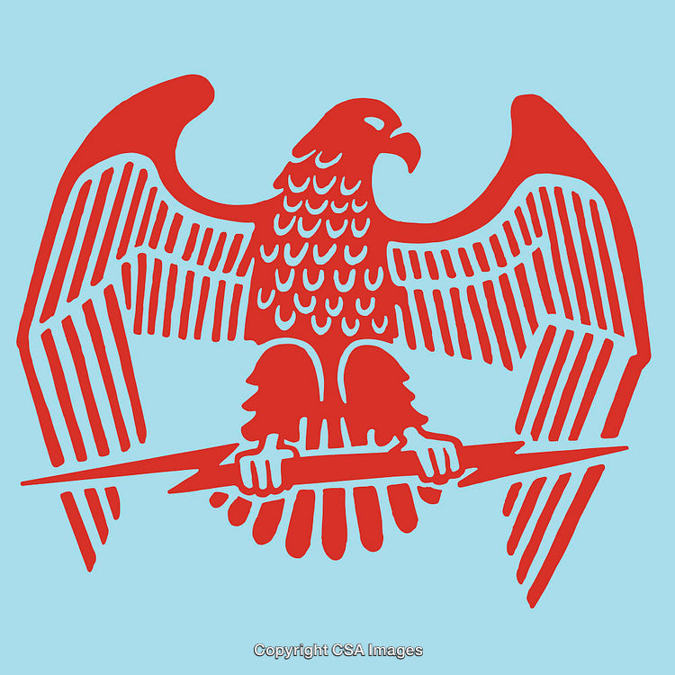 Red Line Art Illustration of an Eagle in a Majestic Pose