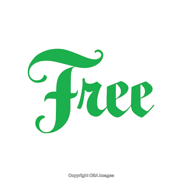 Green Calligraphic Text 'Free' on a Clean White Background