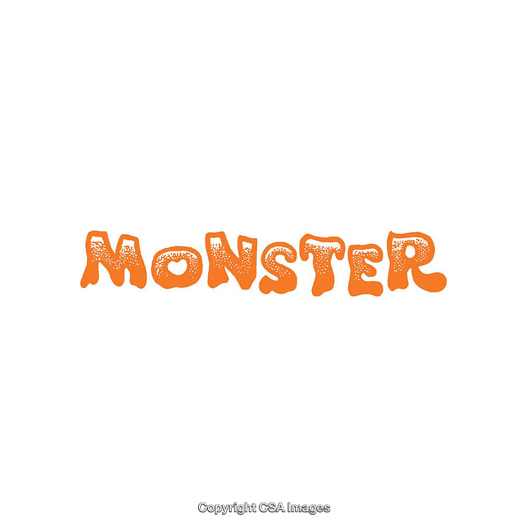 Playful Orange Typography Design Featuring The Word Monster in Unique Font Style