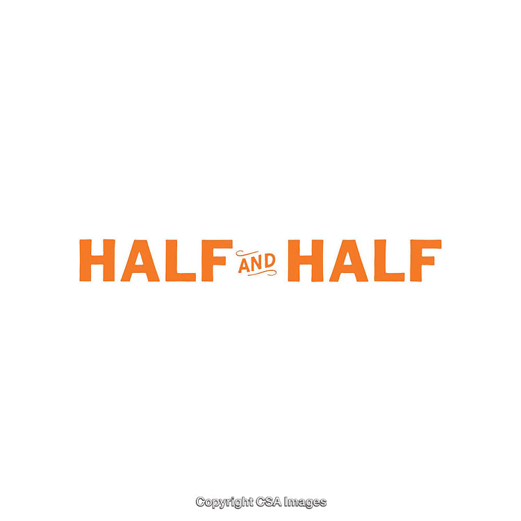 Minimalist Typography Design Featuring 'Half And Half' in Orange Text