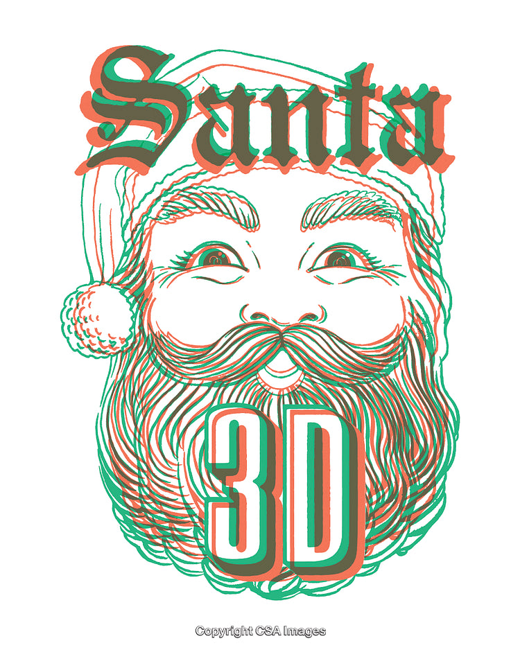 Retro Santa Claus Illustration with 3D Effect for Christmas Designs