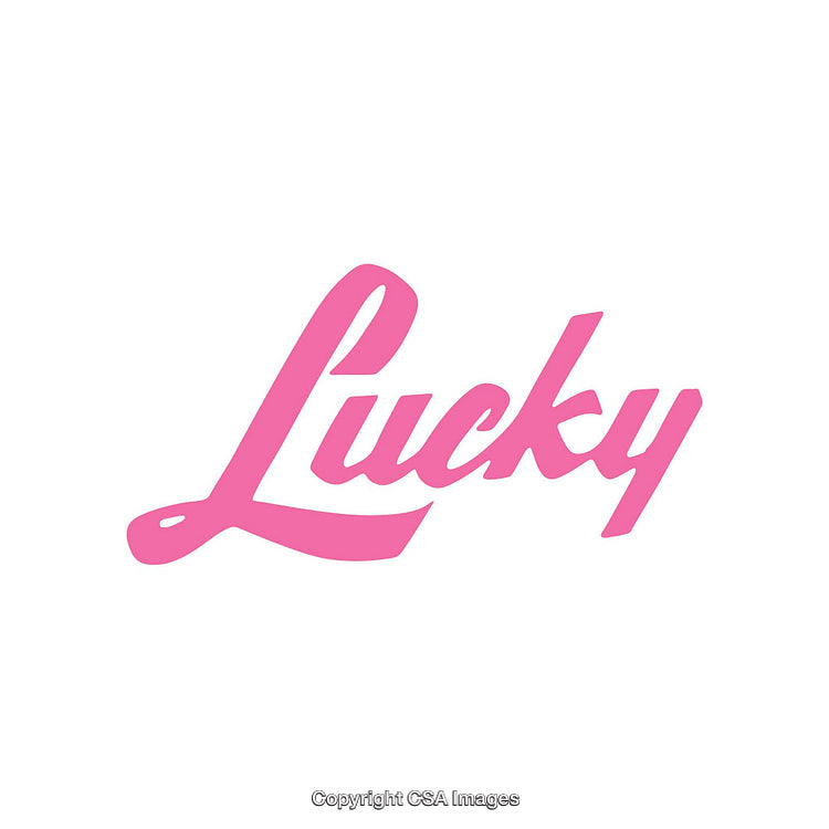 Stylish Pink Calligraphy Featuring the Word 'Lucky' on White Background