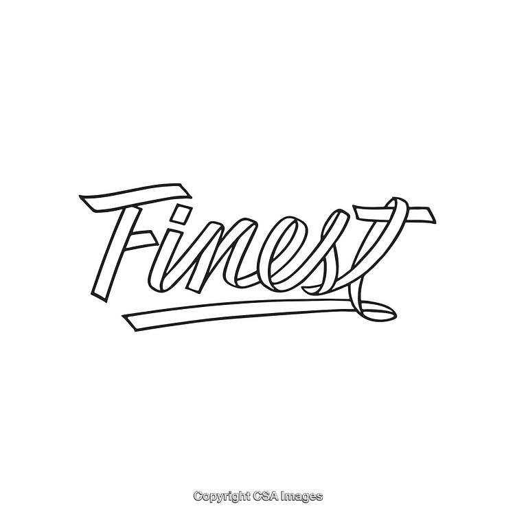 Elegant Black and White Typography of the Word 'Finest' in Stylized Font
