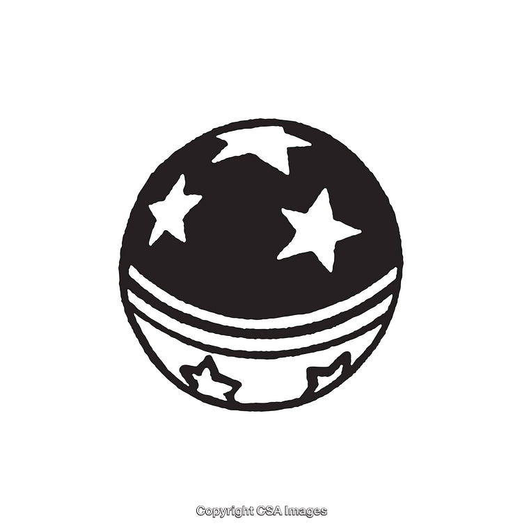 Black and White Line Art Illustration of a Decorated Star Ball